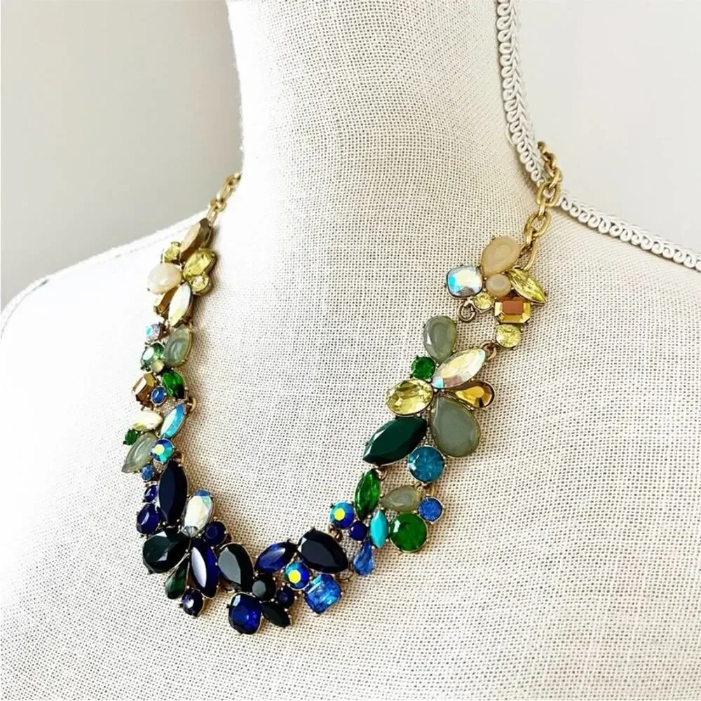 J.Crew matching ombre necklace earrings rhinestone set ombré
